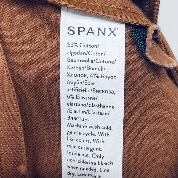 SPANX Pants Sz S Womens On The Go Ankle Slim Straight Brown Glow Pull On New - Picture 8 of 10